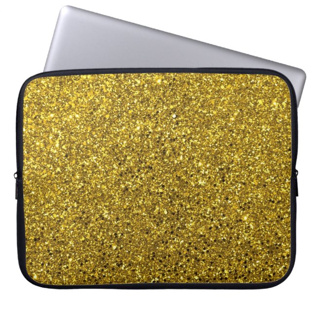 Gold-Glitzer-Muster Laptopschutzhülle (Vorderseite)