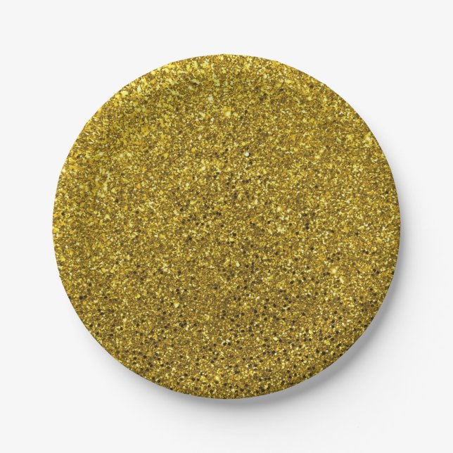 Gold-Glitzer-Muster Pappteller (Vorderseite)