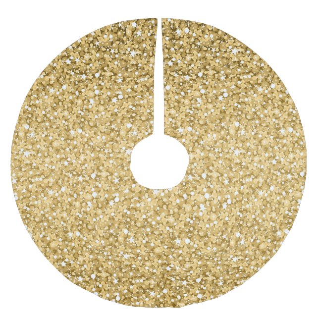 Gold-Glitzer-Muster Polyester Weihnachtsbaumdecke (Vorderseite)