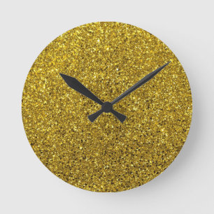 Gold-Glitzer-Muster Runde Wanduhr