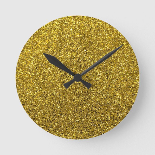 Gold-Glitzer-Muster Runde Wanduhr (Vorderseite)