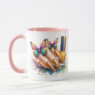 Gold Glitzer Nageltechniker Tasse