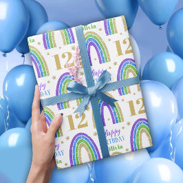 Gold Glitzer Name Birthday Wrapping Paper Geschenkpapier