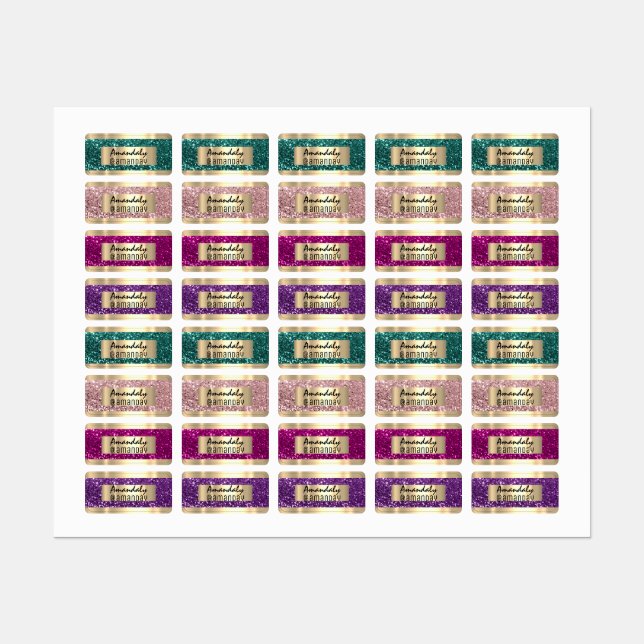 Gold Glitzer Name Werbeaktion Online Shop Etiketten (Blatt)
