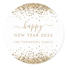 Gold Glitzer Name White Happy New Year 2026
