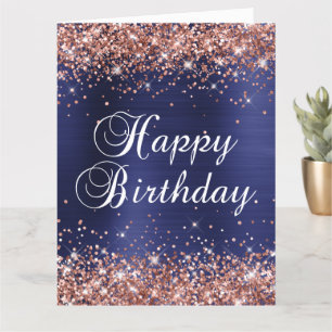 Gold Glitzer Navy Blue Big Happy Geburtstag Karte
