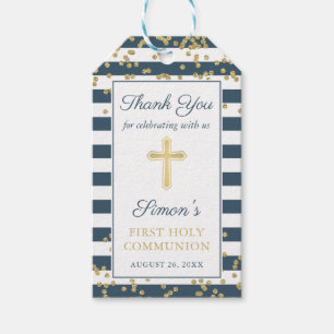 Gold Glitzer Navy Blue First Heilige Kommune Geschenkanhänger