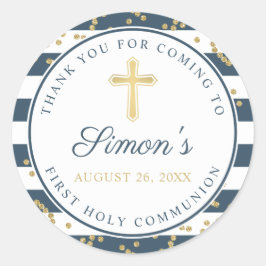 Gold Glitzer Navy Blue First Heilige Kommune Runder Aufkleber