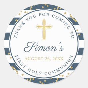 Gold Glitzer Navy Blue First Heilige Kommune Runder Aufkleber