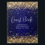 Gold Glitzer Navy Blue Ombre 40th Birthday Gast Notizblock<br><div class="desc">Erstellen Sie Ihr eigenes Geburtstagsgeschenk Gästebuch dekoriert Cover leere Notizbuch für ihren besonderen Tag. Imitate Gold Glitzer mit dunkelmarineblau ombre Hintergrund. Die Imitate Glitzern und Glitzer sind digitale Grafiken, die wie ein Foto drucken. Passen Sie den Stil, die Größe oder die Farbe des "Gästebuches" an, um den kalligrafischen Schriftart anzupassen....</div>