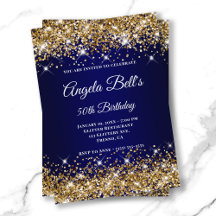 Gold Glitzer Navy Blue Ombre Extravagant Monogram