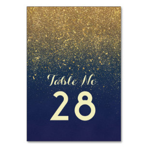 Gold Glitzer Navy Hochzeitsfeier Tischnummer