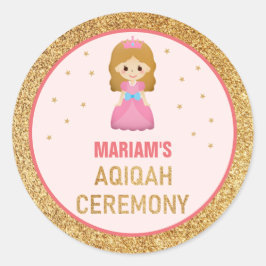 Gold Glitzer Niedlich Little Princess Aqiqah Runder Aufkleber