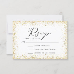 Gold Glitzer Nuestra Boda Spanish Wedding RSVP Einladung