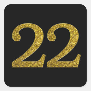 Gold Glitzer Nummer 22 Großer Schriftart Quadratischer Aufkleber