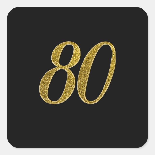 Gold Glitzer Nummer 80 Quadratischer Aufkleber (Vorderseite)