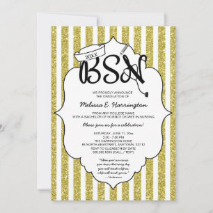 Gold Glitzer Nurse BSN Pinning Zeremonie Einladung