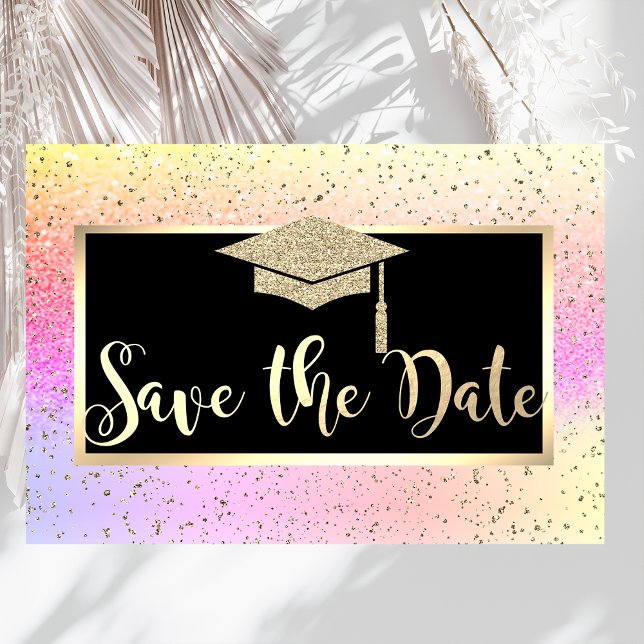 Gold Glitzer Ombre Abschluss Save the Date (Von Creator hochgeladen)