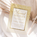 Gold Glitzer ombre Elfenbeinküste 16 . Geburtstag  Einladung<br><div class="desc">Ein modernes,  hübsch elegantes und elegantes Imitat Gold Glitzer ombre Elfenbein von der weißen 16 . Geburtstag Party Einladung mit Gold mit und eleganten Goldrahmen .</div>