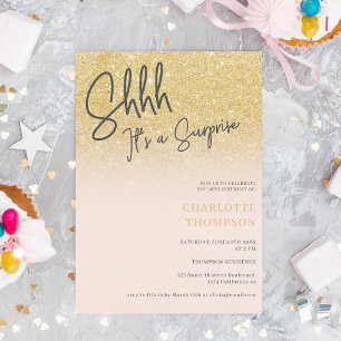 Gold Glitzer ombre rosa Foto Überraschung Sweet 16 Einladung