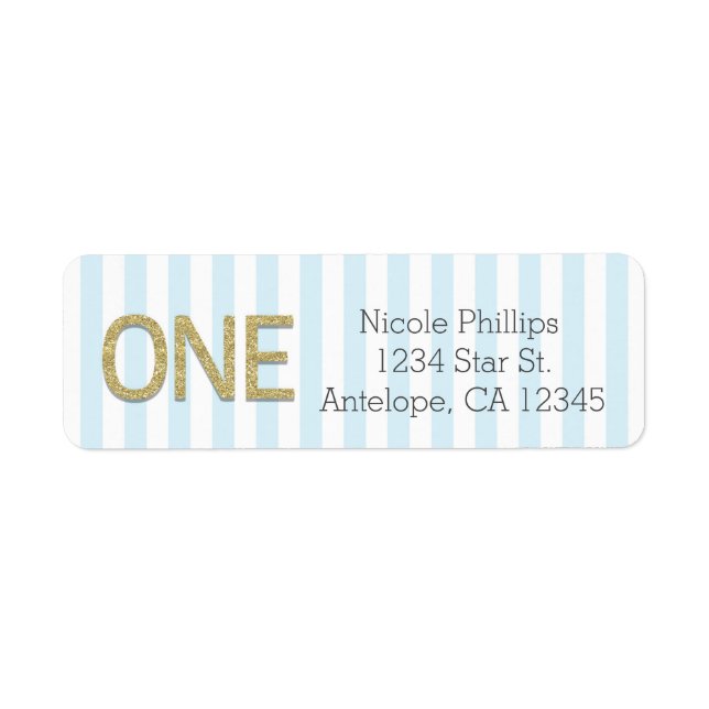 Gold Glitzer ONE 1. Blue Stripes Adressenmarkierun (Vorne)