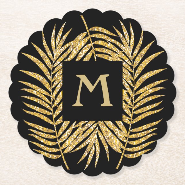 Gold Glitzer Palm Fronds Untersetzer (Vorderseite)