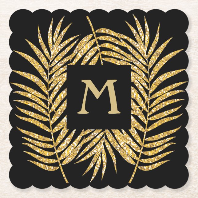 Gold Glitzer Palm Fronds Untersetzer (Vorderseite)