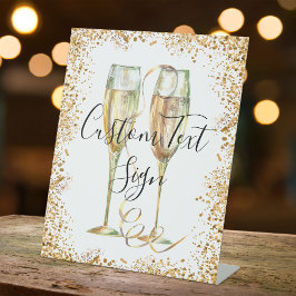 Gold Glitzer Party Pedestelle-Zeichen Sockelschild