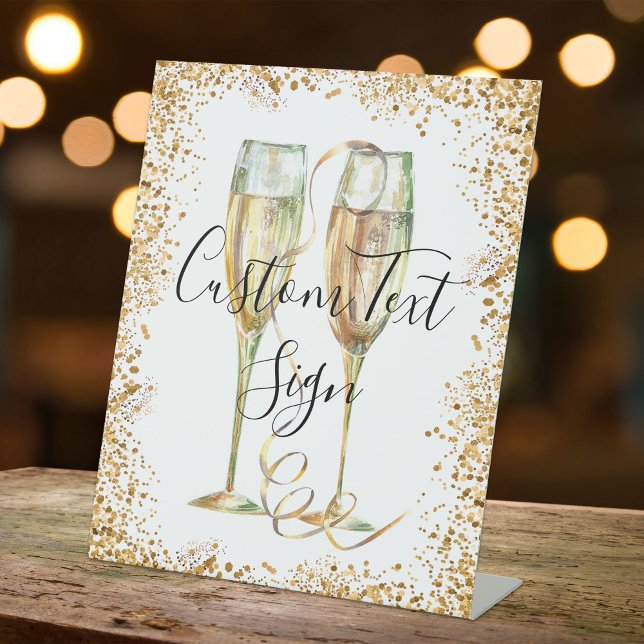 Gold Glitzer Party Pedestelle-Zeichen Sockelschild (Von Creator hochgeladen)