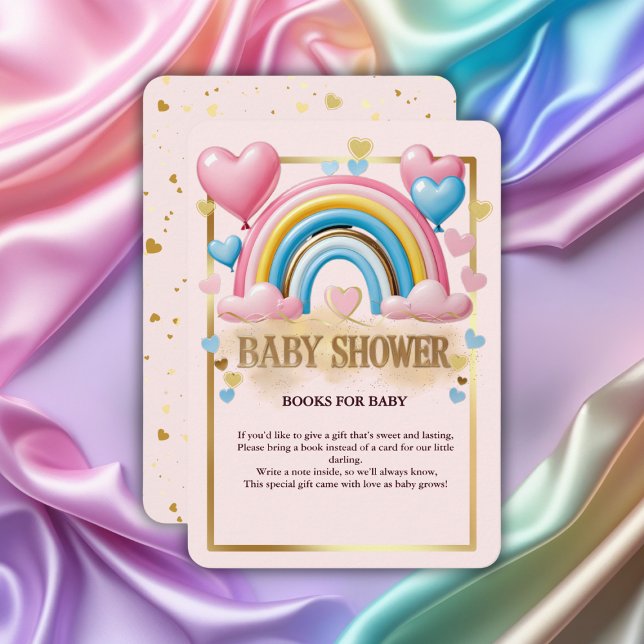 Gold Glitzer Pastel Hearts und Rainbow Baby Dusche Begleitkarte (Von Creator hochgeladen)