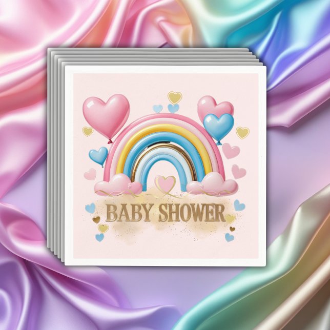 Gold Glitzer Pastel Hearts und Rainbow Baby Dusche Serviette (Von Creator hochgeladen)