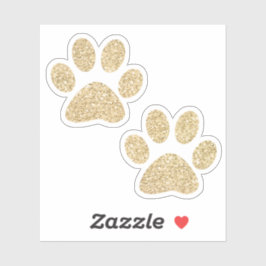Gold Glitzer Paw Prints Aufkleber