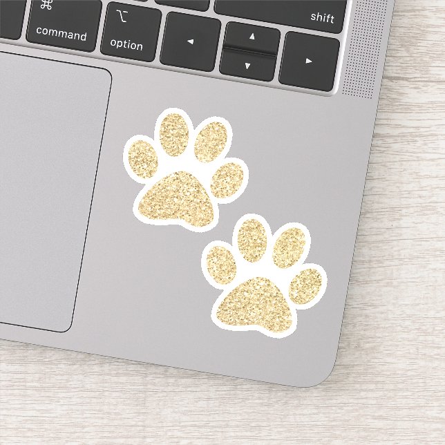 Gold Glitzer Paw Prints Aufkleber (Detail)