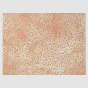Gold Glitzer Peach Rose Leopard Print Seidenpapier