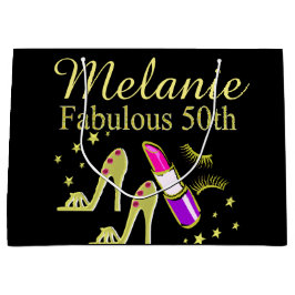 GOLD GLITZER PERSONALISIERT 50. GEBURTSTAG GIFT BA GROßE GESCHENKTÜTE