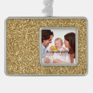Gold Glitzer Personalisiert Foto Rahmen-Ornament Silber