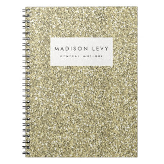 Gold Glitzer Personalisiert Journal-Notebook Notizblock