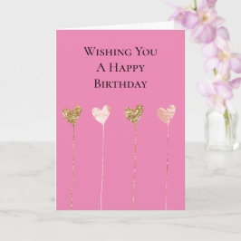 Gold Glitzer Pink Glam Herzschlag Geburtstag Karte