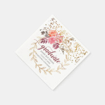 Gold Glitzer Pink Marsala Florales Graduate Party
