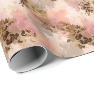 Gold Glitzer Pink Print Wrapping Paper Roll Geschenkpapier