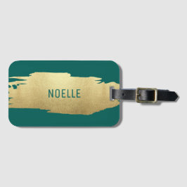 Gold Glitzer Pinselstriche mit Ihrem Namen, grün Gepäckanhänger
