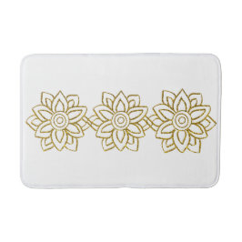 Gold Glitzer Poinsettia Christmas White Badematte