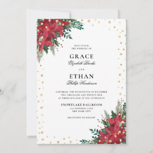 Gold Glitzer Poinsettia Florals Weihnachtsfeier Einladung