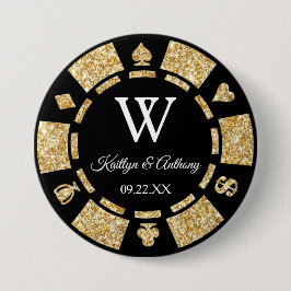 Gold Glitzer Poker Chip Casino Hochzeitsfeier Gefa Button