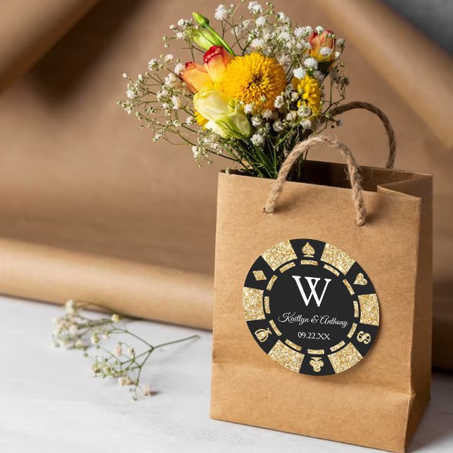 Gold Glitzer Poker Chip Casino Hochzeitsfeier Gefa Runder Aufkleber (Von Creator hochgeladen)