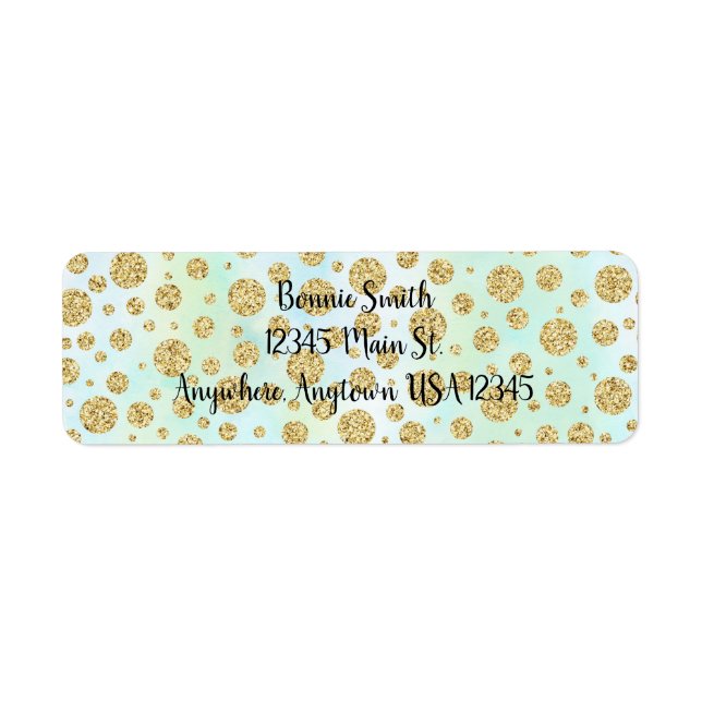 Gold Glitzer Polka Dots Label (Vorne)
