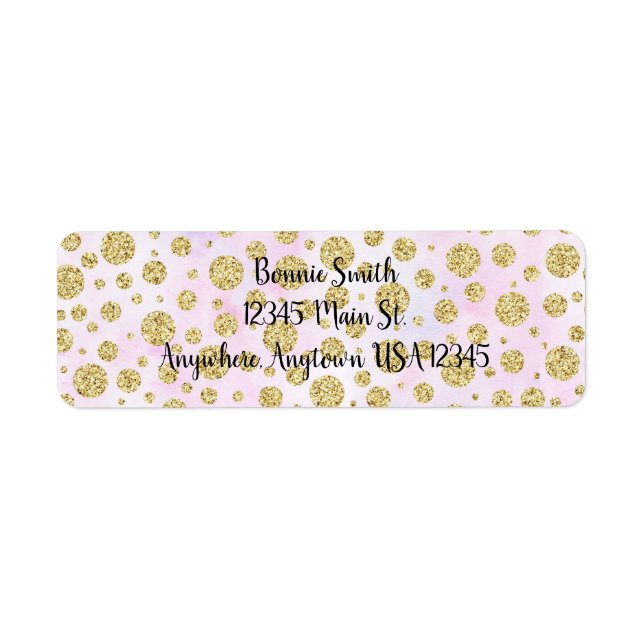 Gold Glitzer Polka Dots Label (Vorne)