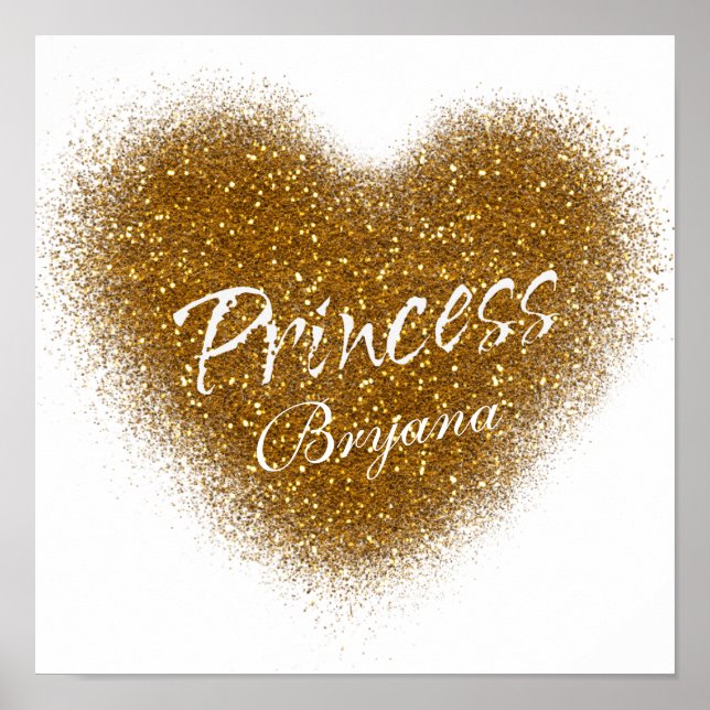 Gold Glitzer PRINCESS Kinderzimmer Wall Print Poster (Vorne)