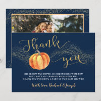 Gold Glitzer Pumpkin Navy Blue Foto Baby Dusche
