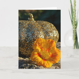Gold Glitzer Pumpkin und Orange Blume Karte